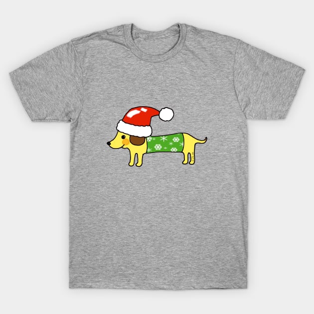 cute Christmas sausage dog T-Shirt by cartoonygifts